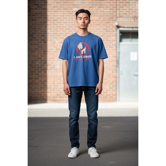 Other - I Ain't‎ Afraid of No Goat Blue Graphic T-Shirt Short Sleeve Crew Neck Tee